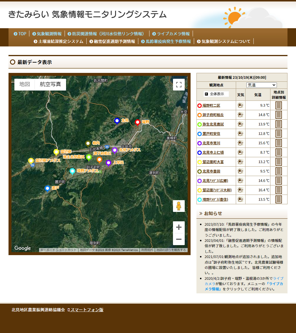 きたみらい 気象情報